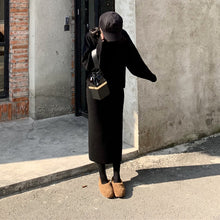 Load image into Gallery viewer, Elegant Ladies Solid Cashmere Sweater  Skirt 2 Piece Set Women Fashion O Neck Long Sleeve Knitted Pullovers Skirt Suits Winter