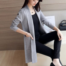 Load image into Gallery viewer, DRL Women's Autumn Winter Long Cardigan Sweater 2019 New Long Sleeve Knitted Cardigan Female Outerwear Coat pocket Sweaters
