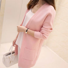 Load image into Gallery viewer, DRL Women's Autumn Winter Long Cardigan Sweater 2019 New Long Sleeve Knitted Cardigan Female Outerwear Coat pocket Sweaters